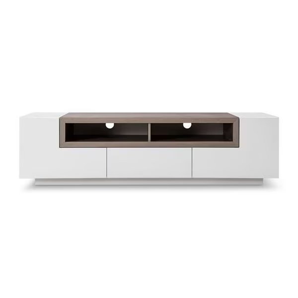 J&M Furniture 1763940 TV002 White Gloss & Grey Veneer TV Stand, J&M Furniture, Mfr#: 1763940